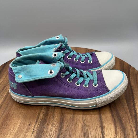 Converse Chuck Taylor All Star Shoes Womens 8.5 Purple Teal Fold Casual Skate - Picture 1 of 8